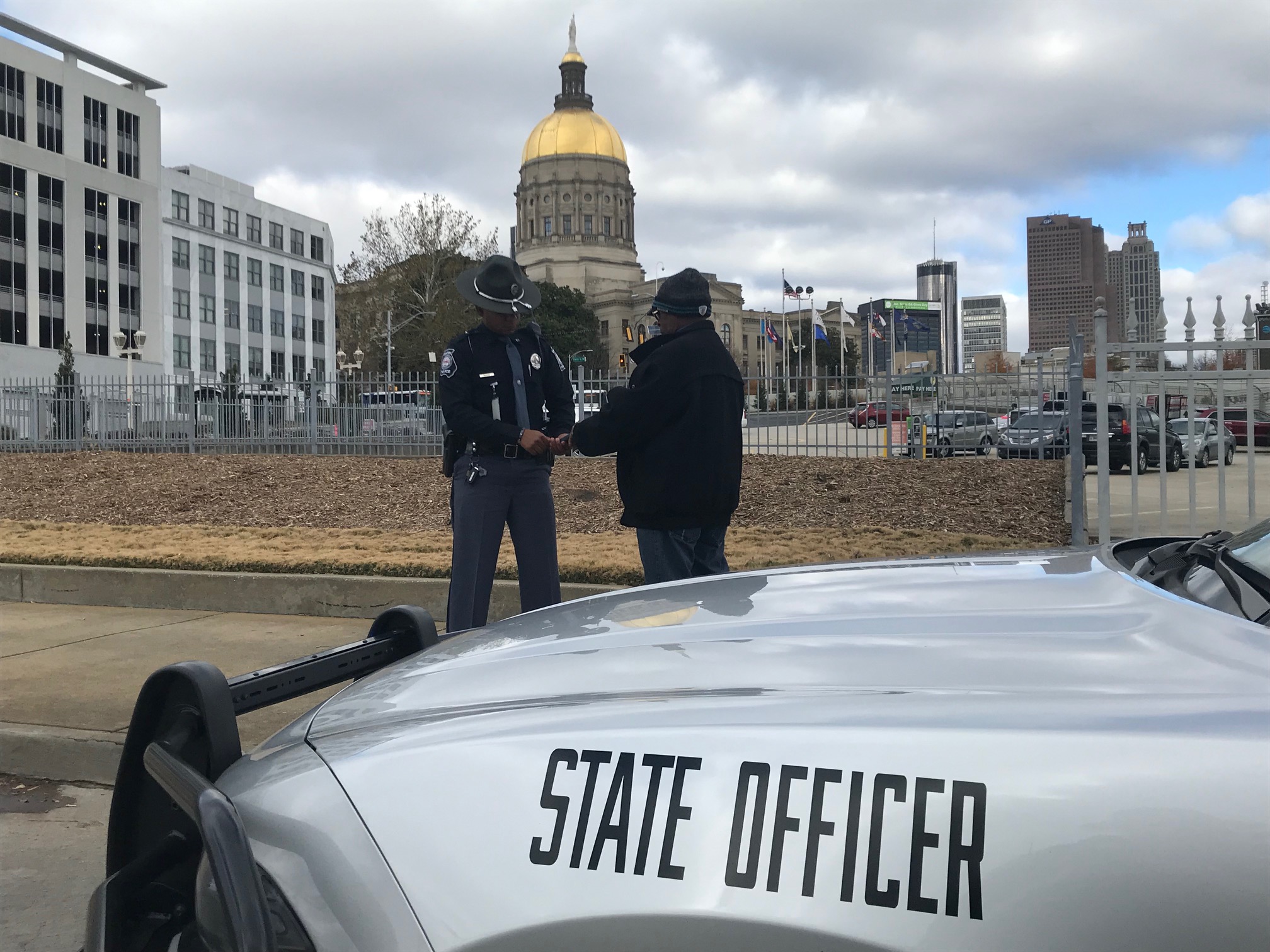 Georgia Capitol Police vehicle with the State Capitol dome in the background